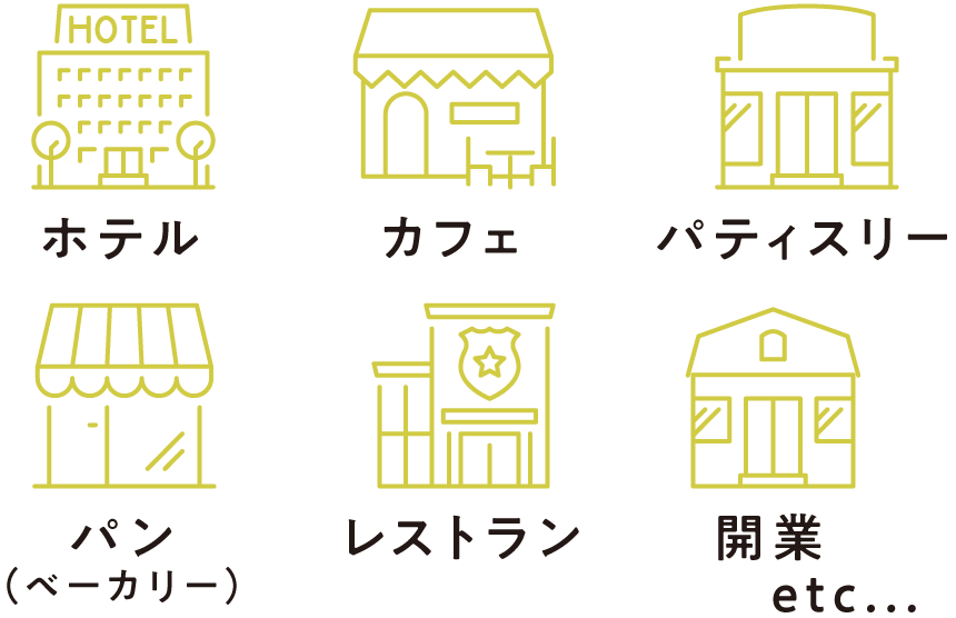 ホテル・kカフェ・パティスリー・パン・レストラン・開業など